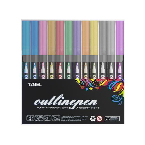 INF Dubbla linjer konturpennor för kreativ konst 24 Colors