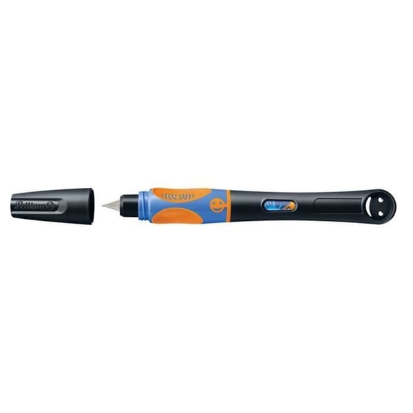 Stylo med fjäder - Pelikan - Griffix Neon Black - Svart/orange - Barn - Medium spets