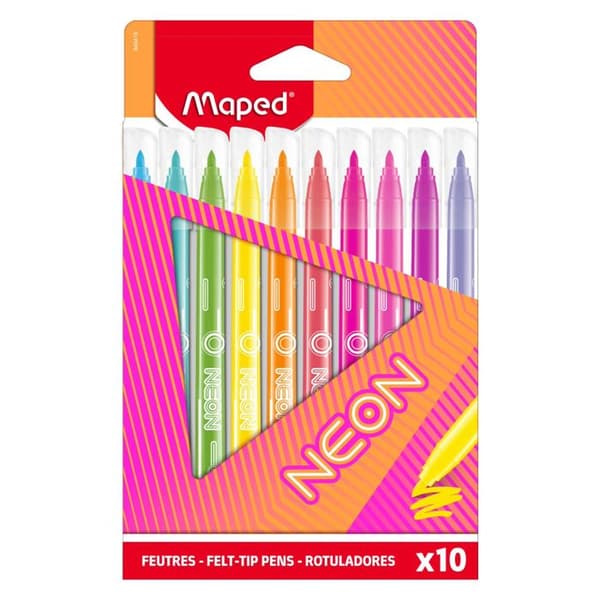 Neon-effekt färgpennor - Maped - 10 stycken neonfärgpennor, skolmaterial och ritning