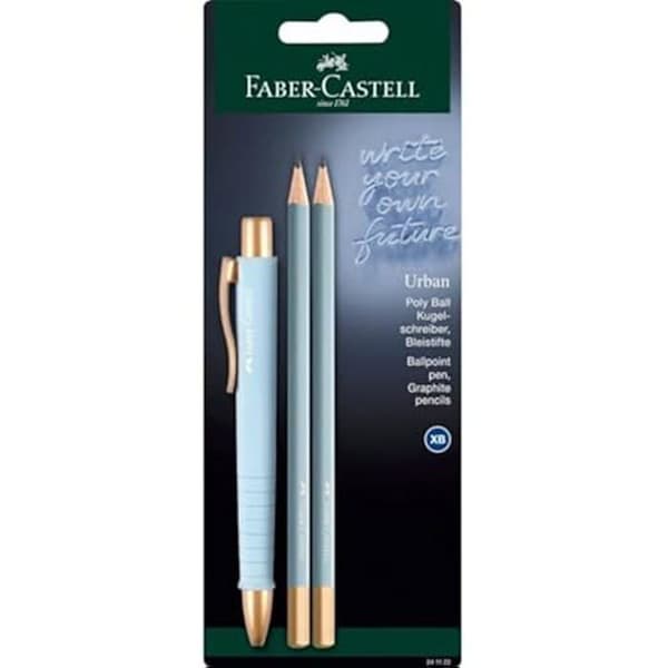 Skrivset - FABER-CASTELL - Poly Urban Ball - 2 Urban pennor - Halkfri yta - Vattenfast bläck