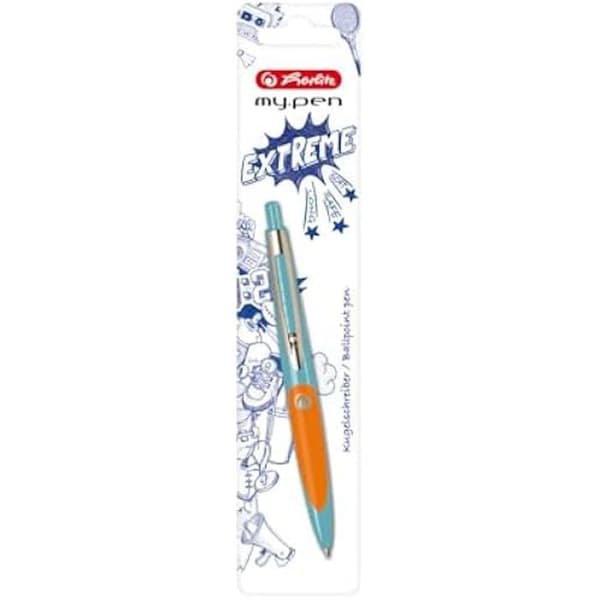 Kulspet - HERLITZ - my.pen - Turkos/Orange - Blått bläck - Medelspets