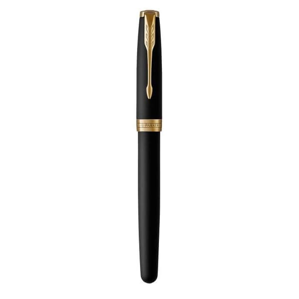 PARKER Sonnet reservoarpenna mattsvart, guldkant, medium spets – presentförpackning