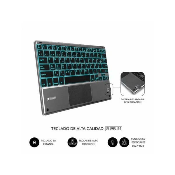 SUBBLIM Bakgrundsbelyst tangentbordsfodral KEYTAB Pro BT TOUCHPAD iPad 10.9″ 10:e Gen.