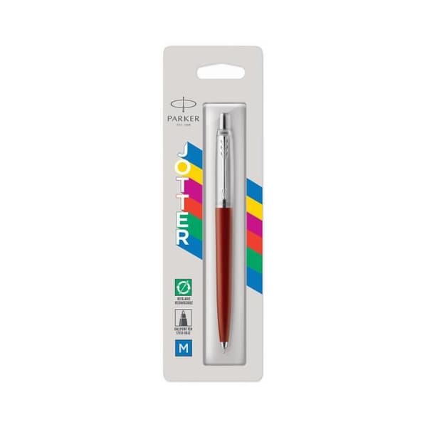 PARKER Jotter Originals kulspetspenna - Röd - Kromkant - Blå refill medium spets