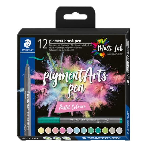 Feutrar - Staedtler - Pigment Arts Pen - Penselspets - 12 pastellfärger