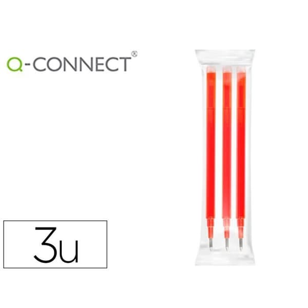 Rullpen Q-CONNECT röd med medelstorlek återfyllbar - Set om 3