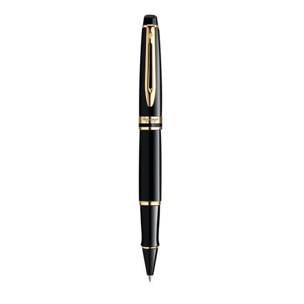 WATERMAN Expert rullpenna - Svart lack - Guldkant - Svart refill finspets