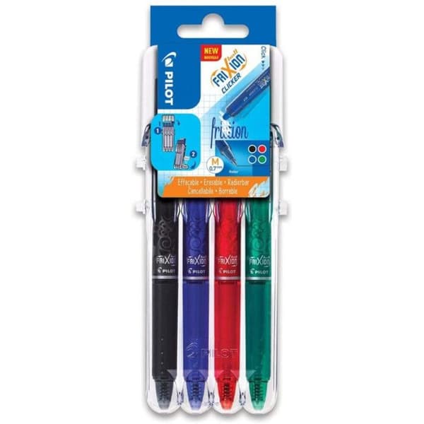 ETUI FÖR PENNOR - PILOT - FRIXION CLICKERS - ASSORTIMENT - MEDIUM SPETS 0.7MM - REKOMMENDERAD