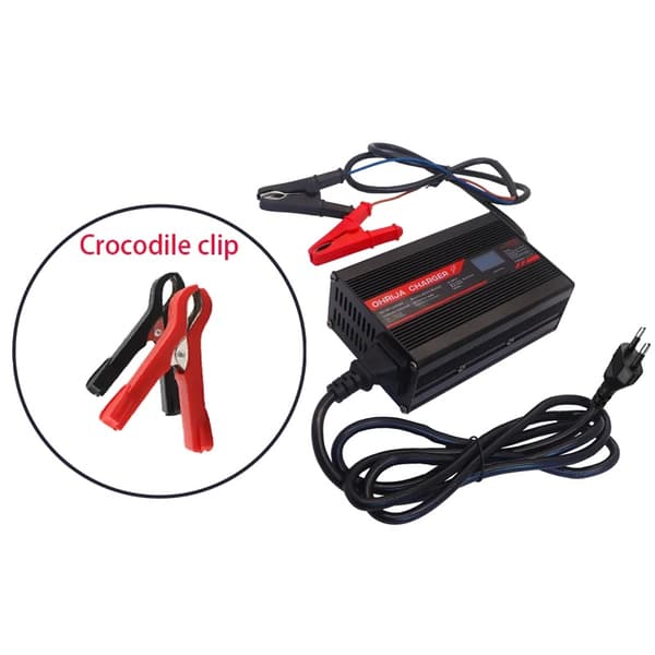 Batterioplader, 29,2V udgang, 10A strøm,Alligator clip, EU-220V