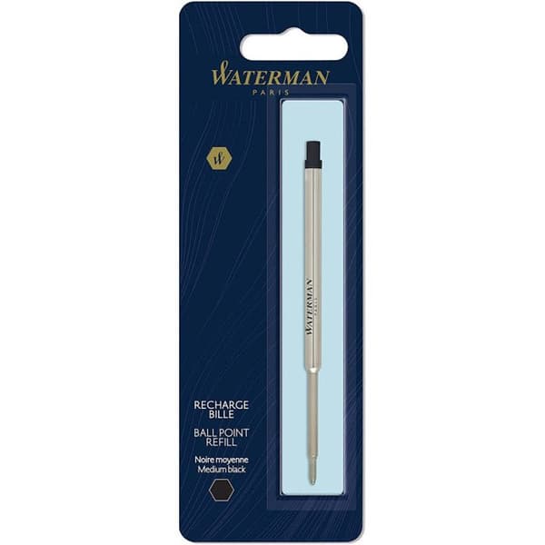 WATERMAN kulspetspåfyllning, medium spets, svart, blisterförpackning x 1