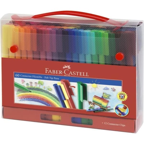 FABER-CASTELL Fodral med 60 anslutningsmarkörer - blandade färger