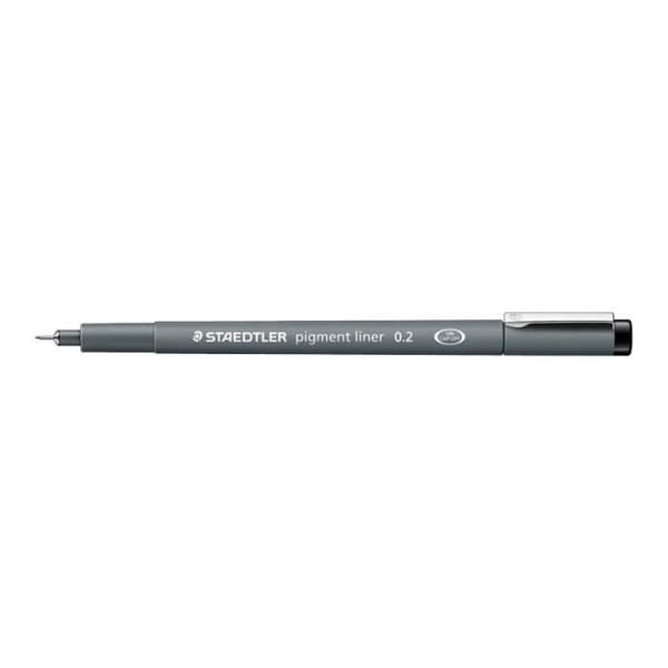 Fineliner - STAEDTLER - Pigmentlinje - Svart - 0.2 mm - Vattenfast bläck