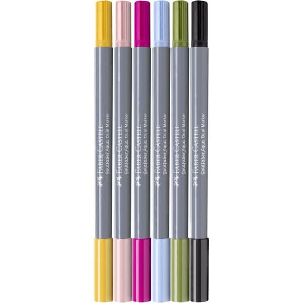 Vattenfärgsmarker - FABER-CASTELL - GOLDFABER - Lettering-set - 6 markörer - Penselspets och fin spets