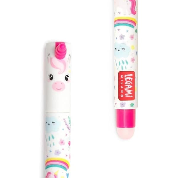 Raderbar gel bläckpenna - Legami - Enhörning - 0,7 mm - Rosa bläck - Raderbar