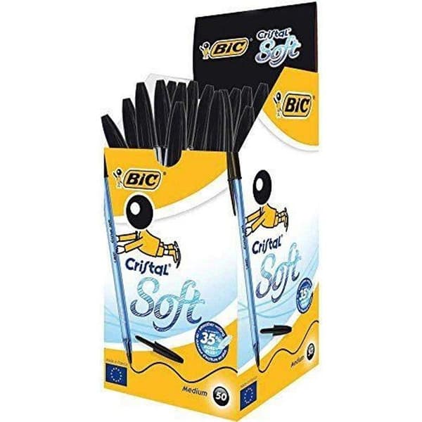 Kulspetspenna - Bic - Cristal Soft - Ej indragbar - Färg Svart - Kartong med 50 st