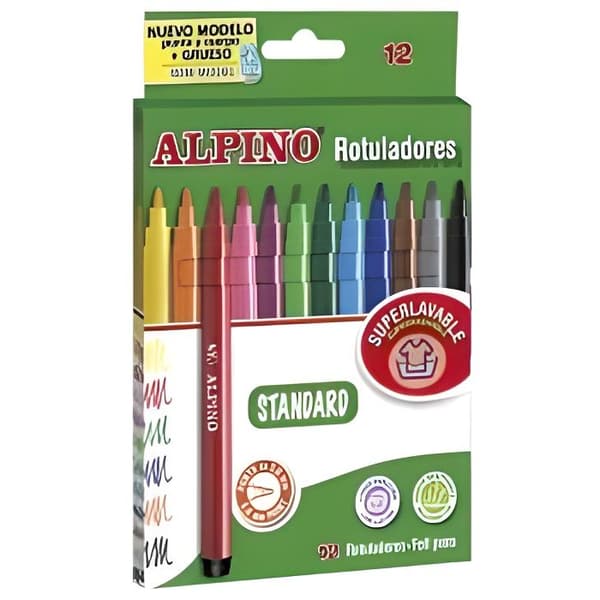 Markers - Alpino - 12 Markers - Fin spets - Superwashable - Ultraljusa färger