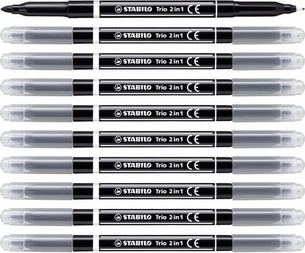 Stabilo Markers - 223/46 - Set med 10 Trio 2in1 Markers och penna 2 i 1 Svart