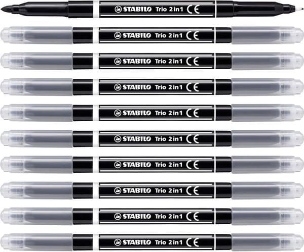 Stabilo Markers - 223/46 - Set med 10 Trio 2in1 Markers och penna 2 i 1 Svart