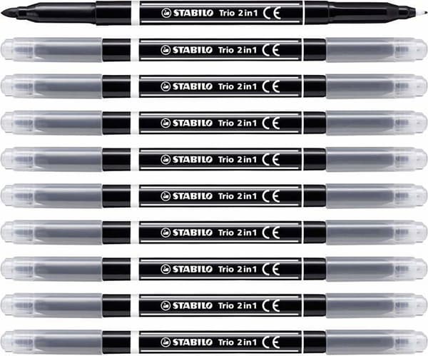 Stabilo Markers - 223/46 - Set med 10 Trio 2in1 Markers och penna 2 i 1 Svart