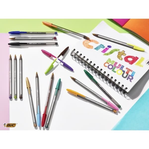 BIC Cristal Multicolour Kulspetspennor Broad Point (1,6 mm) - Blandade färger, plånbok med 15
