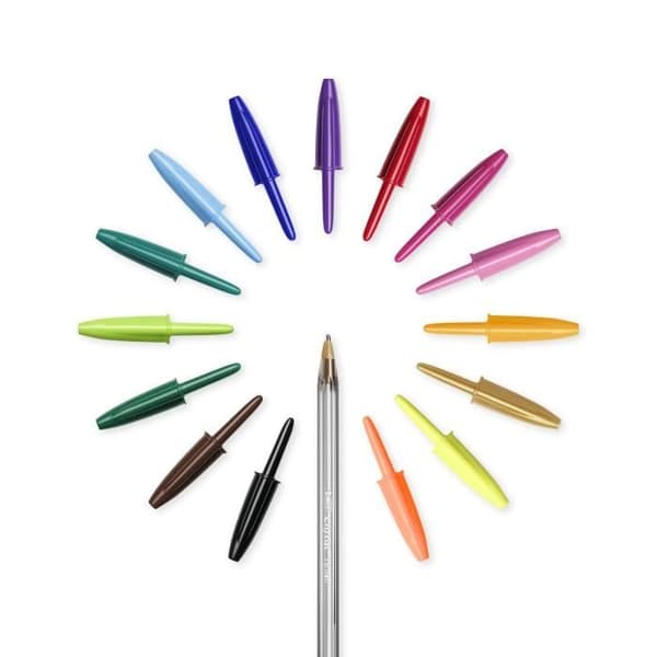 BIC Cristal Multicolour Kulspetspennor Broad Point (1,6 mm) - Blandade färger, plånbok med 15