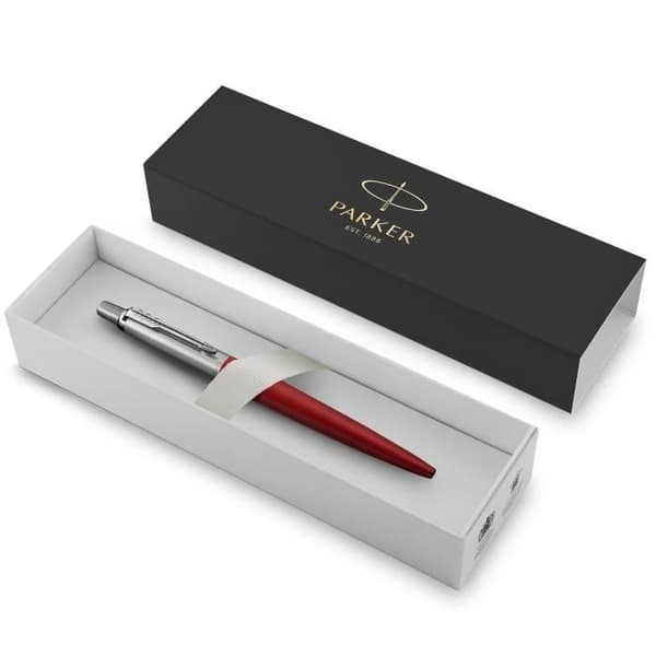 PARKER Jotter Kulspetspenna, Kensington Röd, Chrome Trim, Medium Point Blue Refill, Presentbox