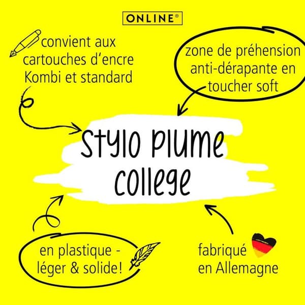 Stylo plume - ONLINE - College Black Style - Iridium Plume M - Svart och Blå - Återuppladdningsbar