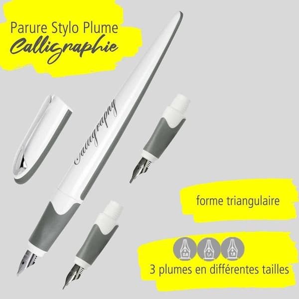 Kalligrafi Set: Ergonomisk reservoarpenna White Body - 3 olika spetsar