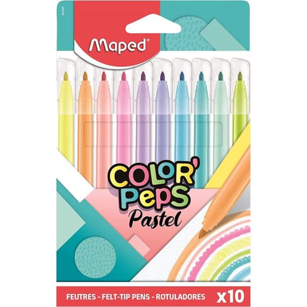 10 färgmarkeringar - Pastellfärger - Mapade - Color'Peps