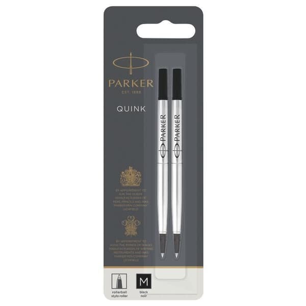 PARKER Rollerball penna refill, medium spets, svart, blister X 2