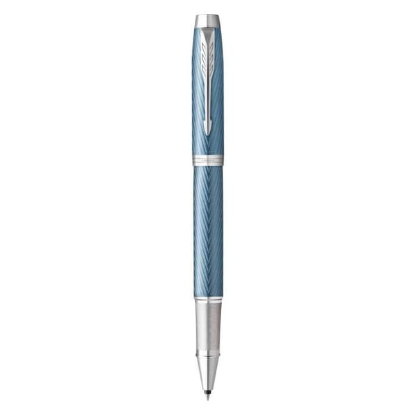 PARKER IM PREMIUM Kulspetspenna - Ljusblå - Kromade attribut - Svart refill med fin spets - Presentförpackning
