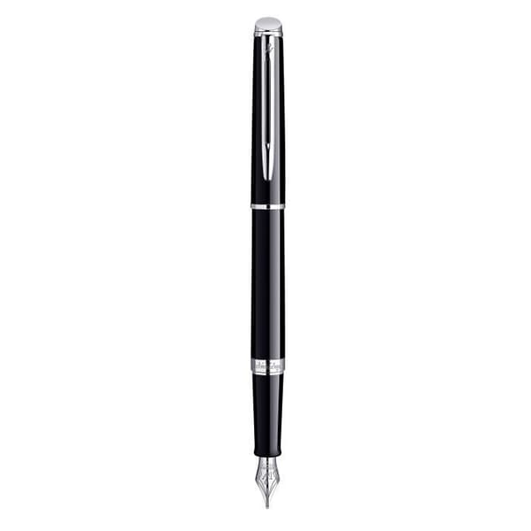WATERMAN Hemisphere reservoarpenna, skinande svart, medium spets, palladiumkant, presentförpackning