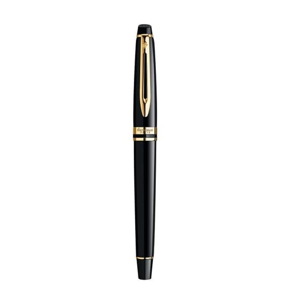 WATERMAN Expert rullpenna - Svart lack - Guldkant - Svart refill finspets