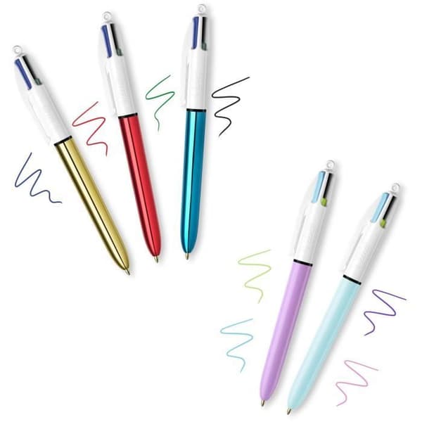 BIC My 4 Colors Box - indragbara kulspetspennor med medium spets (1,0 mm), kartong med 5