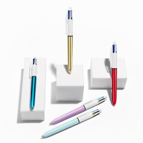BIC My 4 Colors Box - indragbara kulspetspennor med medium spets (1,0 mm), kartong med 5