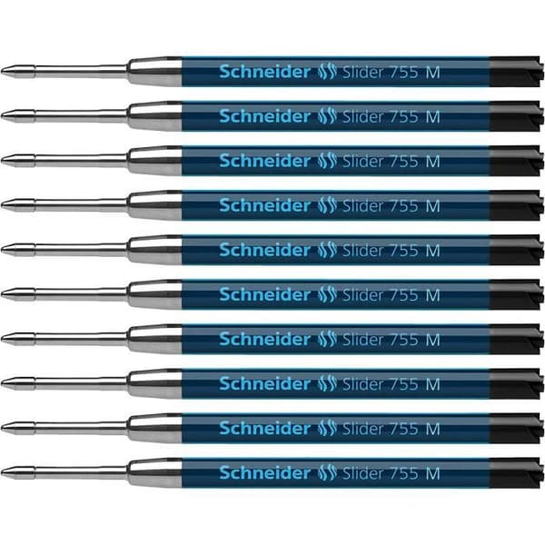 Schneider SLIDER 755 Refill kulspetspenna Format G2/ViscoGlide® M/svart/permanent 10-pack - 4004675056696