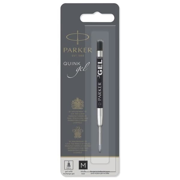 PARKER gel kulspets refill, medium spets, svart, blister X 1