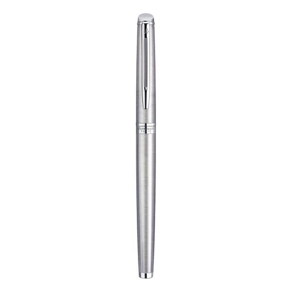 WATERMAN Hemisphere Rollerball-penna, rostfritt stål, palladiumkant, svart refill med fin spets, presentask