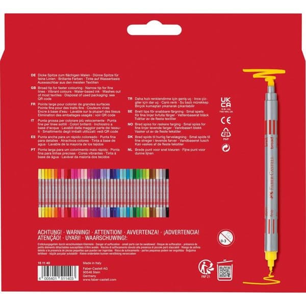 Färgpennor - Dubbel spets - 40 färger - Barn - Faber-Castell