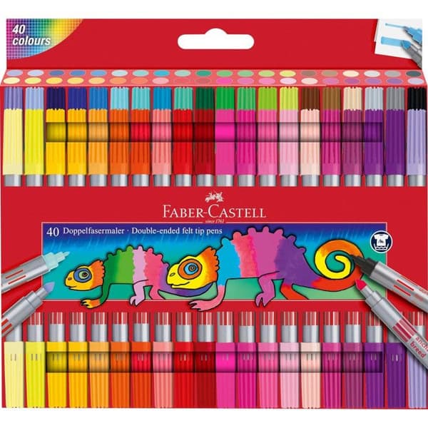 Färgpennor - Dubbel spets - 40 färger - Barn - Faber-Castell