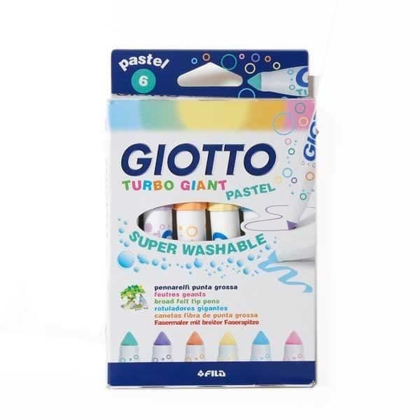 Markörer - GIOTTO - Turbo Giant - 6 pastellfärger - Ultratvättbar - Beständiga spetsar