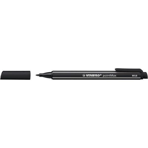 Förpackning med 10 STABILO pointMax tuschpennor med medelspets 0.8mm Svart