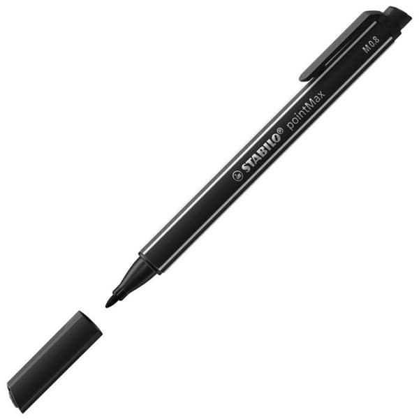 Förpackning med 10 STABILO pointMax tuschpennor med medelspets 0.8mm Svart
