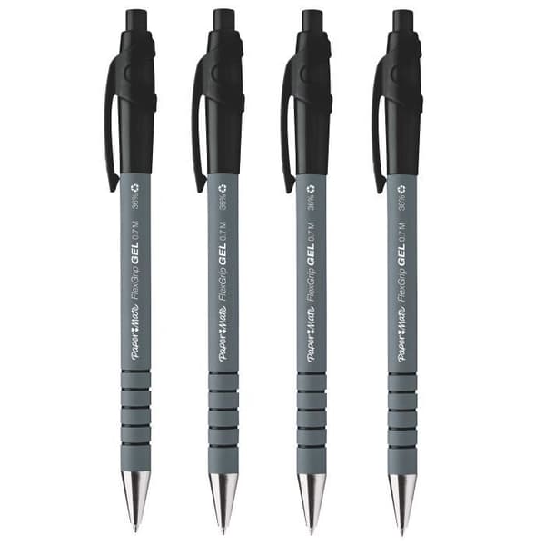 Paper Mate FlexGrip Gel Pens - Svart bläck - Medium Point (0,7 mm)