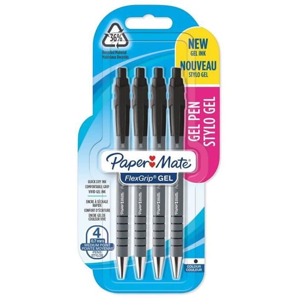 Paper Mate FlexGrip Gel Pens - Svart bläck - Medium Point (0,7 mm)