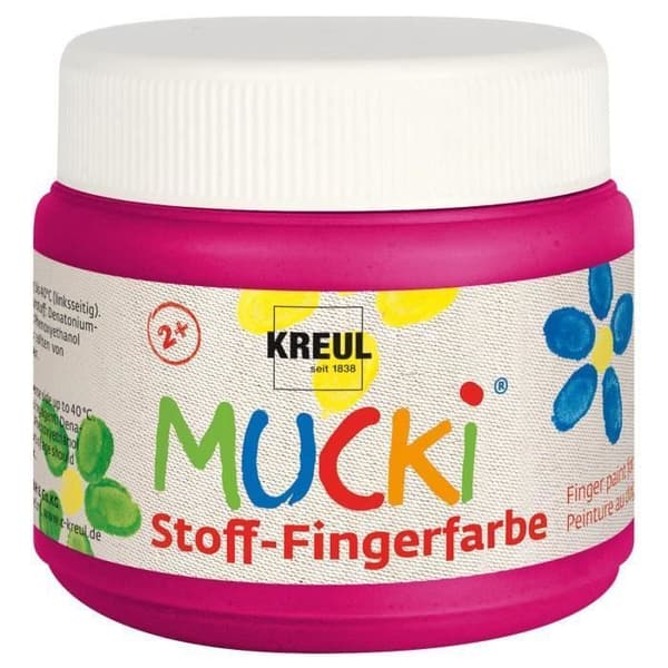 Fingerfärg för tyg - MUCKI - 28109 - 150 ml - Godisrosa - Krämig konsistens