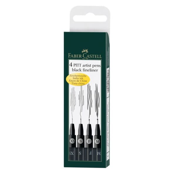 FABER-CASTELL Fodral 4 Pitt Black Markers