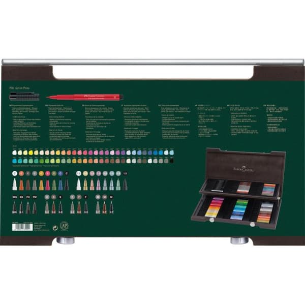 Pennor - Faber-Castell - Pitt Artist Pen - Trälåda - 90 stycken - Blandat