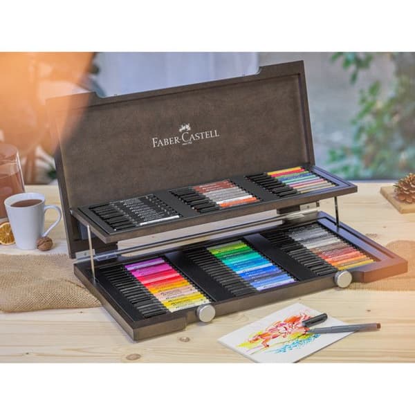 Pennor - Faber-Castell - Pitt Artist Pen - Trälåda - 90 stycken - Blandat