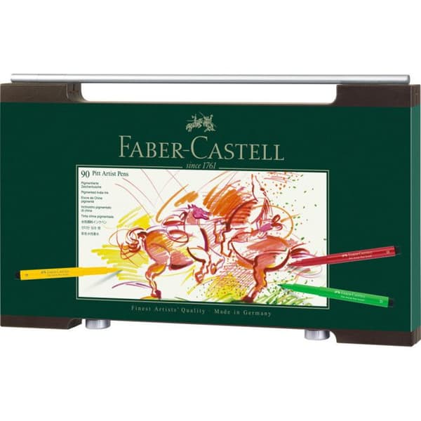 Pennor - Faber-Castell - Pitt Artist Pen - Trälåda - 90 stycken - Blandat